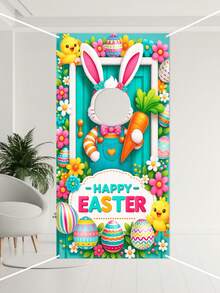 1Pc Happy Easter Photo Backdrop,Easter Theme Party Background Decoration Banner,Easter Background Cloth With Bunny & Egg& Chick& Carrot Pattern,Easter Egg Hunt Party Photo Frame Decoration Backdrop,Easter Party Supplies,Happy Easter Day Decor,Easter Bunny Decorations,Easter Gift,Bunny Accessories,Living Room Decor,Garden Ornaments,Party Favors - Easter Bunny - View 7