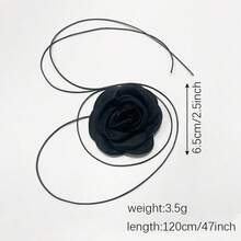 三件套玫瑰花颈链套装 - 黑色、白色和酒红色花卉项链，适合婚礼、派对、情人节、伴娘等场合，可作为项链或配饰佩戴 - 优雅复古风格