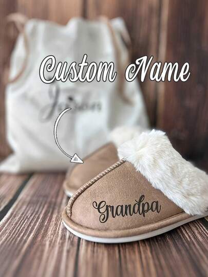 Personalized Custom Name Slippers,Valentine's Day Custom Home Slippers, All-Season Fabric Upper With Rubber Sole, Cozy Faux Furry Lining, With Perfect For Bridesmaids, Bachelorette Party, And Wedding Gifts,Gifts For Men,Gifts For WomenValentine's Day Gift,Ideal Gifts For Him For Valentine's Day Birthday Gift For Her, Mother's Day Mug, Bridesmaid Gift