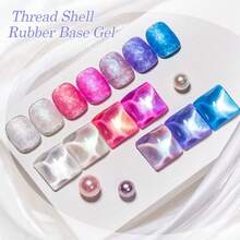 MEET ACROSS 6pcs 7ml Auroras Glitter Thread Shell Gel Nail Polish Set, 2 In 1 Rubber Base Gel Polish, Pearl Shell Texture Effect Nail Camouflage Color Coat, Semi Permanent Soak Off Nail Art UV Gel Varnish Manicure Nail Art DIY For Home And Salon Nail Supplies - Nhiều màu - Xem 3