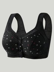 3pcs/Set Mother's Front Closure Wireless Bra Camisole Underwear For Middle-Aged & Elderly Women