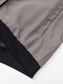 Áo khoác thể thao ngoài trời cổ đứng dáng suông, màu trơn, có khóa kéo, thích hợp mặc vào Ngày của Cha mùa xuân. - Xám - Xem 8