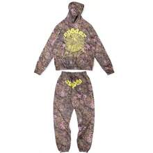 Spider Web Fashion Hip-Hop Printed Flower Hoodie, European And American Brand Large-Sized Loose Men's And Women's Hooded Sweatshirt Set - Nhiều màu - Xem 1