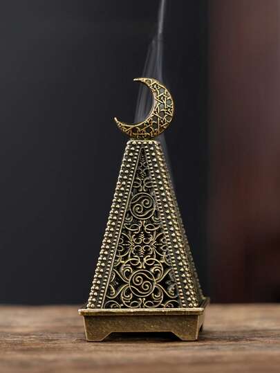 1pc Moonlight Pagoda Incense Burner, Alloy Material, Vintage Design, Exquisite Patterns, Elegant Home Decor Piece, Vintage Style Incense Holder, Suitable For Meditation Room, Tea Room, Living Room, Foyer, Bathroom, Perfect Gift For Easter, Valentine's Day, Graduation Ceremony, Decorative Incense Stand, Zinc Alloy Incense Burner
