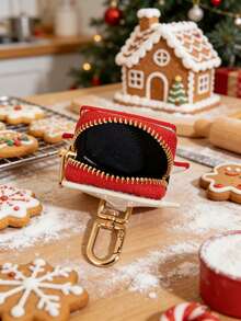 FOREVER MIYIN Monedero con diseño de casa de dibujos animados navideños y cartas de juego, compatible con Airtag y billetera, llavero monedero mini con cremallera, adecuado para mujer, regalo perfecto de Navidad, viaje y uso diario - Multicolor - Ver 4