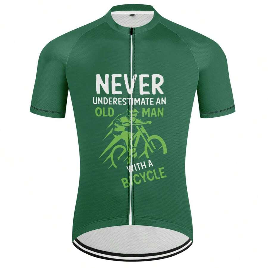 Cycle Jersey Men's Bike Top MTB Bicycle Shirt Mountain Road Riding Clothing Short Sleeve Cyclist Biking 3 Rear Pockets Letter Pattern Old Man Graphic