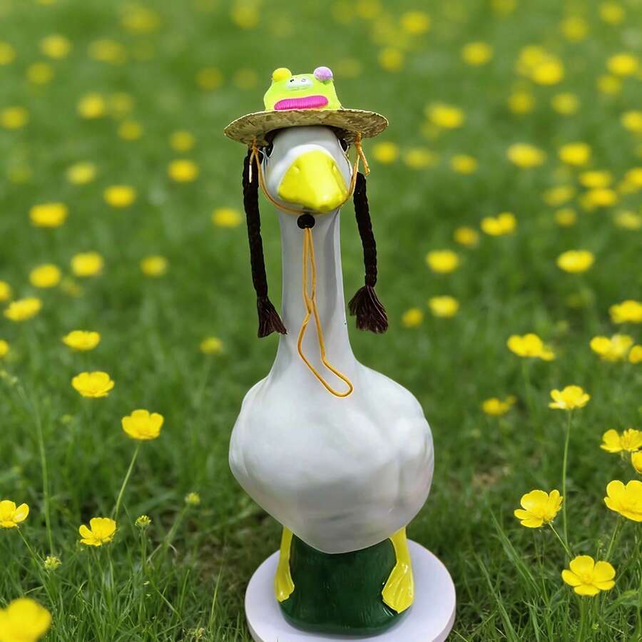 6set Different Styles Porch Goose Outfits , Suitable For All Seasons, Summer Lawns, Gardens, Terraces, Courtyards, And Other Occasions, Graduation Season, And Birthday Outfits. - 草帽款式 - 查看 1