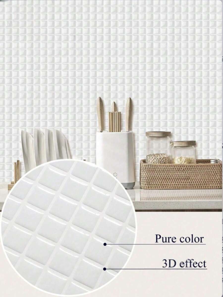 Tapet autoadeziv impermeabil din vinil texturat, mozaic, DIY, pentru faianță, autocolante mici pătrate pentru faianță, decorațiuni interioare, plăci autoadezive, autocolante de renovare, panouri de perete detașabile, tapet, decorațiuni de primăvară, reîmprospătează-ți casa, autocolante decorative Rama, cadouri de ziua de naștere și absolvire