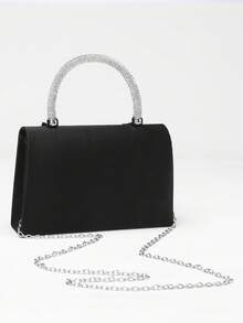 New High-End Banquet Clutch Bag, Versatile European And American Style Rhinestone Bow Tie Chain Shoulder Bag, Suitable For Wedding Season - Black - View 4