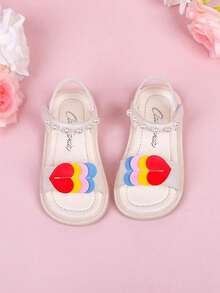 1双新款时尚彩色撞色蝴蝶结可爱休闲平底凉鞋，适合女婴和幼儿