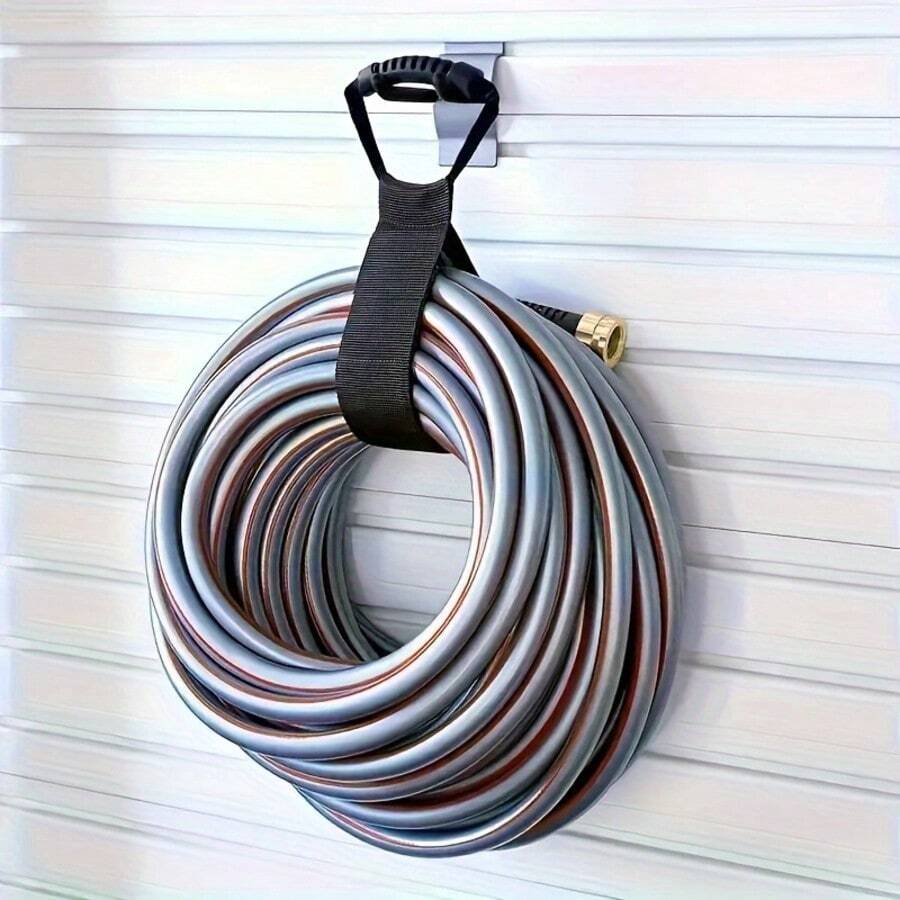 Multifunctional Nylon Storage Strap With Handle For Garage, Workshop And Home Organization, Durable Hook And Loop Fastener Keeps Hoses, Extension Cords, Cables, Power Strips And Accessories Neatly, Ideal For Boat, RV, Car, Studio, Shed Storage, Wall Mount Or Vehicle Mount, Space-Saving, Heavy-Duty, Easy Install, Clutter Control, Quick-Access Neat Portable Versatile Everyday Use - Black - View 1
