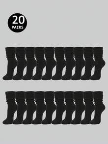 6pcs/12pcs/18pcs/30pcs/40pcs Pack Black & White Thick Men's Winter Socks, Fashion Casual Comfortable, Odor-Resistant, Suitable For Outdoor Sports, Running, Fitness, Compression Knee Socks, Business Casual Holiday Tall Socks - Multicolor - View 7