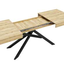 Extendable Dining Table, 140/180*80 Cm, Suitable For 6-8 People, Rectangular Shape, Thickened Tabletop, Metal Legs, Simple Style, Table For Dining Room, Kitchen, Living Room, Oak Color - Khaki - View 10