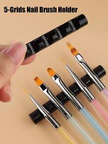 Nail Art Pen Holder, 5-Compartment Nail Art Brush Holder, Acrylic Display Stand, Nail Art Tool Display Rack - Multicolor - View 7