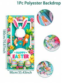 1Pc Happy Easter Photo Backdrop,Easter Theme Party Background Decoration Banner,Easter Background Cloth With Bunny & Egg& Chick& Carrot Pattern,Easter Egg Hunt Party Photo Frame Decoration Backdrop,Easter Party Supplies,Happy Easter Day Decor,Easter Bunny Decorations,Easter Gift,Bunny Accessories,Living Room Decor,Garden Ornaments,Party Favors - Easter Bunny - View 12