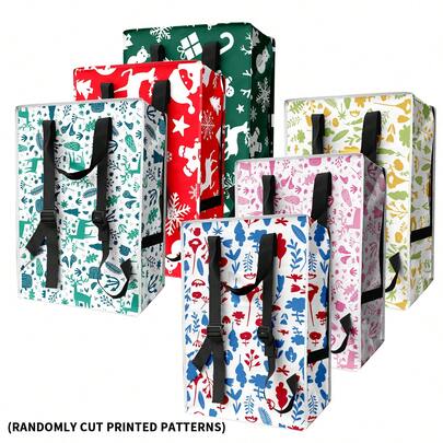 Bärbar picknickryggsäck med stor kapacitet, hopfällbar förvaringsväska för utomhusresor, återanvändbar vattentät tryckt väska med justerbara remmar, lämplig för personer med olika längder