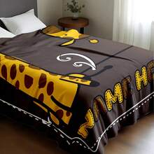 1条棕色长颈鹿图案法兰绒毯，独特有趣，现代简约设计，可定制您的名字，是送给朋友和爱人的优质礼物 - 柔软、轻盈、保暖，四季皆宜 - 适用于床、沙发、办公室、户外露营和旅行 - 多功能毯子、披毯、装饰毯 - 彩色 - 查看 10