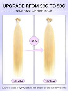 12-22英寸纳米环接发，100%真人发，自然黑，柔顺直发，Remy真人发，微纳米环接发片，女士纳米环接发 - 彩色 - 查看 78