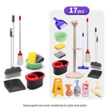 11/13/17件套儿童角色扮演清洁玩具套装，包含玩具吸尘器、儿童清洁扫地游戏套装、角色扮演道具、互动游戏套装，适合男孩和女孩，是生日和圣诞节的理想礼物。 - 彩色 - 查看 12