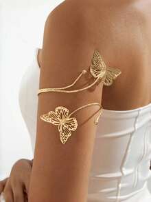 1 件铁合金双头珐琅彩花可打开手镯，简约时尚优雅，适合母亲节礼物、派对和日常佩戴 - 花朵臂手鐲 - 查看 10