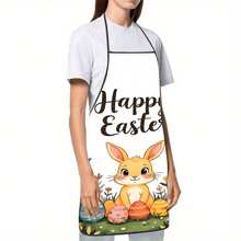 1PC Happy Easter Apron With Cute Rabbit And Colorful Eggs Design Perfect For Holiday Baking Cooking Festive Kitchen Decor Spring Seasonal Party Supplies Easter Themed Gift For Women Men Kids Celebrations - Multicolor - View 5