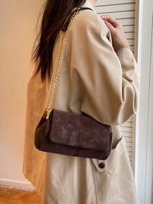 Sac à bandoulière polyvalent pour femme, sac à chaîne , sac à main de style minimaliste - Café - Voir 6