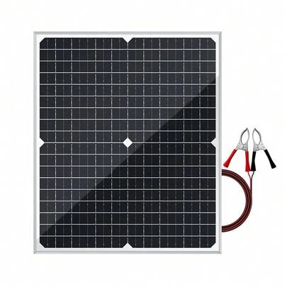 ZGZXSEXHZ Panneau solaire 30W avec cadre, pinces crocodiles et contrôleur de charge, kit de charge solaire 18V pour entretien de batterie de voiture, camping-car et bateau