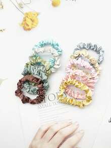 10pcs Dark Color Satin Small Hair Scrunchies, Satin Texture Hair Ties, Versatile Ponytail Holders, Women Daily Hair Accessories ,Scrunchy Head Accessories