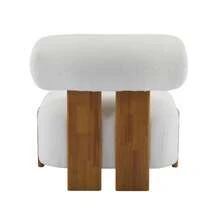 MERAX 27.25" Modern Boucle Lounge Chair With Solid Wood Frame And Rolled Backrest, Soft And Durable Boucle Upholstery, Ideal For Living Room, Bedroom, Or Office,Natural+Beige - 米色 - 查看 8