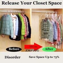 Hmulefate Hanging Vacuum Storage BagsUplifegiver Hanging Compressible Storage Bag Vacuum Seal Bags for Clothing 26.5x35.4inch(8Pcs ) - 265 x 354 pulgadas, 8 piezas - Ver 2