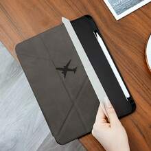 飞机造型Y型折叠支架，高清UV印刷，360°旋转iPad保护壳，适用于多种iPad型号，保护套设计，支持多角度调节，六向支架摆放，内置笔槽，透明后盖，防摔保护，自动唤醒/睡眠功能 - 彩色 - 查看 6