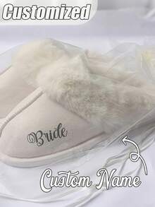 个性化定制姓名拖鞋，情人节定制家居拖鞋，四季皆宜的织物鞋面搭配橡胶鞋底，舒适的人造毛绒内衬，是伴娘、单身派对和婚礼的完美礼物，也是送给男士、女士的理想礼物，情人节礼物，送给他的理想情人节礼物，送给她的生日礼物，母亲节马克杯，伴娘礼物 - 彩色 - 查看 7
