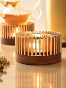 铝合金空心框架茶壶保温器，带可拆卸木质底座，适用于室内外加热茶、咖啡、牛奶、食物，兼具装饰功能。 - 彩色 - 查看 2