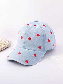 1PC Breathable Woven Kids Baseball Cap Red Heart Embroidery Toddler Daily Outdoor Play Sun Protection Hat - 1PC - View 17