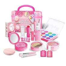 3/10/14-Piece Girls' Gift Pretend Play Makeup Toy Beauty Salon Set, Portable Suitcase Children's Makeup Role-Play Set Including Suitcase, Various Realistic Makeup Tools (Eyeshadow, Lipstick, Face Cream, Etc.), Fun Role-Playing Suitable For Girls Aged 3 And Above, Birthday/Children's Day Creative Gift (Does Not Include Real Cosmetics) - Multicolor - View 8