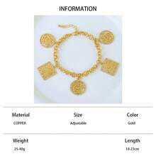 时尚迪拜嘻哈珠宝手镯 21k镀金中东伊斯兰幸运手镯 土耳其女士复古派对珠宝 - Pendant Bracelet - 查看 20