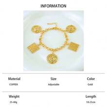 时尚迪拜嘻哈珠宝手镯 21k镀金中东伊斯兰幸运手镯 土耳其女士复古派对珠宝 - Pendant Bracelet - 查看 16