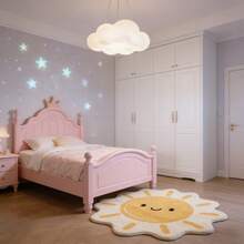 1 pieza Alfombra decorativa con sol para habitación infantil, decoración de dormitorio, alfombra pequeña para sala de juegos, decoración del hogar, alfombra de dormitorio, decoración de sala de estar, alfombra para exteriores, alfombra lavable - Multicolor - Ver 3