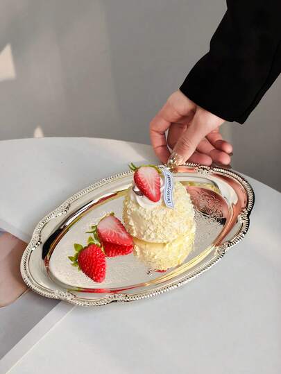 מגש הגשה בסגנון ארמון וינטג' 1 יחידות, צלחת עוגה מנירוסטה, מגש תה מנחה וקינוח אלגנטי, מתאים לחתונות, ימי הולדת, מסיבות, תה מנחה, חנויות קינוחים