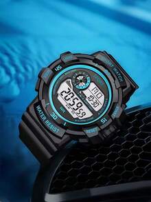 Bộ đồng hồ thể thao ngoài trời dành cho nam, bao gồm đồng hồ phối màu gradient, dây chuyền, vòng tay và nhẫn, mặt số lớn, hiển thị kỹ thuật số, chức năng bấm giờ và hiển thị ngày, phù hợp cho học sinh, giáo viên, quà Giáng sinh và sử dụng hàng ngày, một món quà đồng hồ điện tử lý tưởng. - Nhiều màu - Xem 6