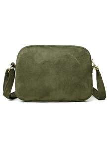 Mini Solid Color Suede Crossbody Bag, Multi-Compartment Shoulder Bag, Fashion Versatile Coin Purse & Phone Pouch - Green - View 7