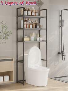 1pc Toilet Shelf, 2/3 Tier High Capacity Bathroom Storage Rack (White/Black) - Durable Space-Saving Shelf, Easy To Install Floor-Standing Rack, Can Hold Toiletries, Towels And Bathroom Essentials - Multicolor - View 9