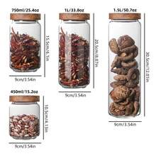 1 PC Small Glass Storage Jars With Airtight Lids, Coffee Container With Wooden Lid, Glass Pantry Canister For Beans, Rice,Sugar - 無色 - 查看 2