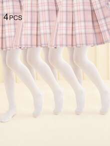 1/2/4 双女童舞蹈紧身裤、儿童打底裤、婴儿无脚紧身裤、白色、纯色、不透明无脚长袜、薄款、高弹无脚连裤袜、白色舞蹈袜、休闲适合日常穿着、学院风可爱风格舞蹈裤、春夏/四季常规无脚裤、适合学生日常聚会、搭配裙子、短裤、平底鞋、返校打底裤、返校季、学生、新学期、返校、教室 - 白色 - 查看 11