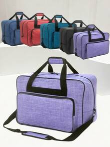 Sewing Machine Carrying Case, Portable Tote Bag Compatible With Singer, Brother, Janome, Multiple Pockets For Storage, Adjustable Shoulder Strap, Fits Most 15-18 Inch Machines, Water-Resistant Oxford Fabric - Purple - View 3