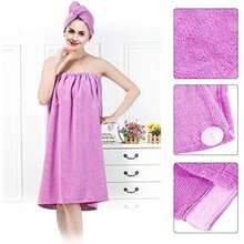 Yosoo Toallas de Baño de Algodón de Bambú con Cierre Ajustable, Gimnasio, Piscina, Vestido, Bata, Super Absorbente y Secado Rápido, , SPA(Morado claro) - Multicolor - Ver 3