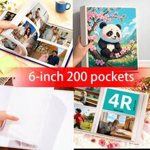 6-Inch Photo Album, Large Capacity 200 Pockets, Velvet Material, Suitable For Family, Wedding, Anniversary, Travel, Graduation, Ideal Gift - Multicolor - View 6