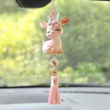 New Cute Pink Deer Car Pendant - Rear View Mirror Decor, Handmade Premium Car Interior Accessory, Gift For Her