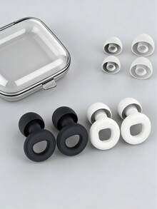 Reusable Silicone Swimming Ear Plugs - Noise Reduction Earplugs With Travel Case | Comfortable Earplugs For Pool, Beach, Shower, Surfing | Fits All Ear Shapes (Spare Ear Tips Included)