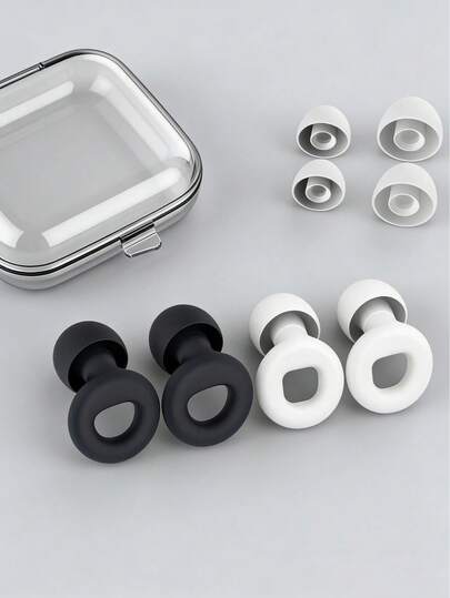 Reusable Silicone Swimming Ear Plugs - Noise Reduction Earplugs With Travel Case | Comfortable Earplugs For Pool, Beach, Shower, Surfing | Fits All Ear Shapes (Spare Ear Tips Included)